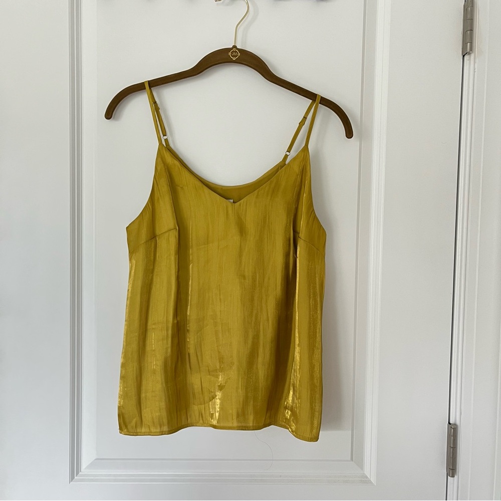 A New Day Women’s XS Yellow Gold Satin Tank Lined V Neck